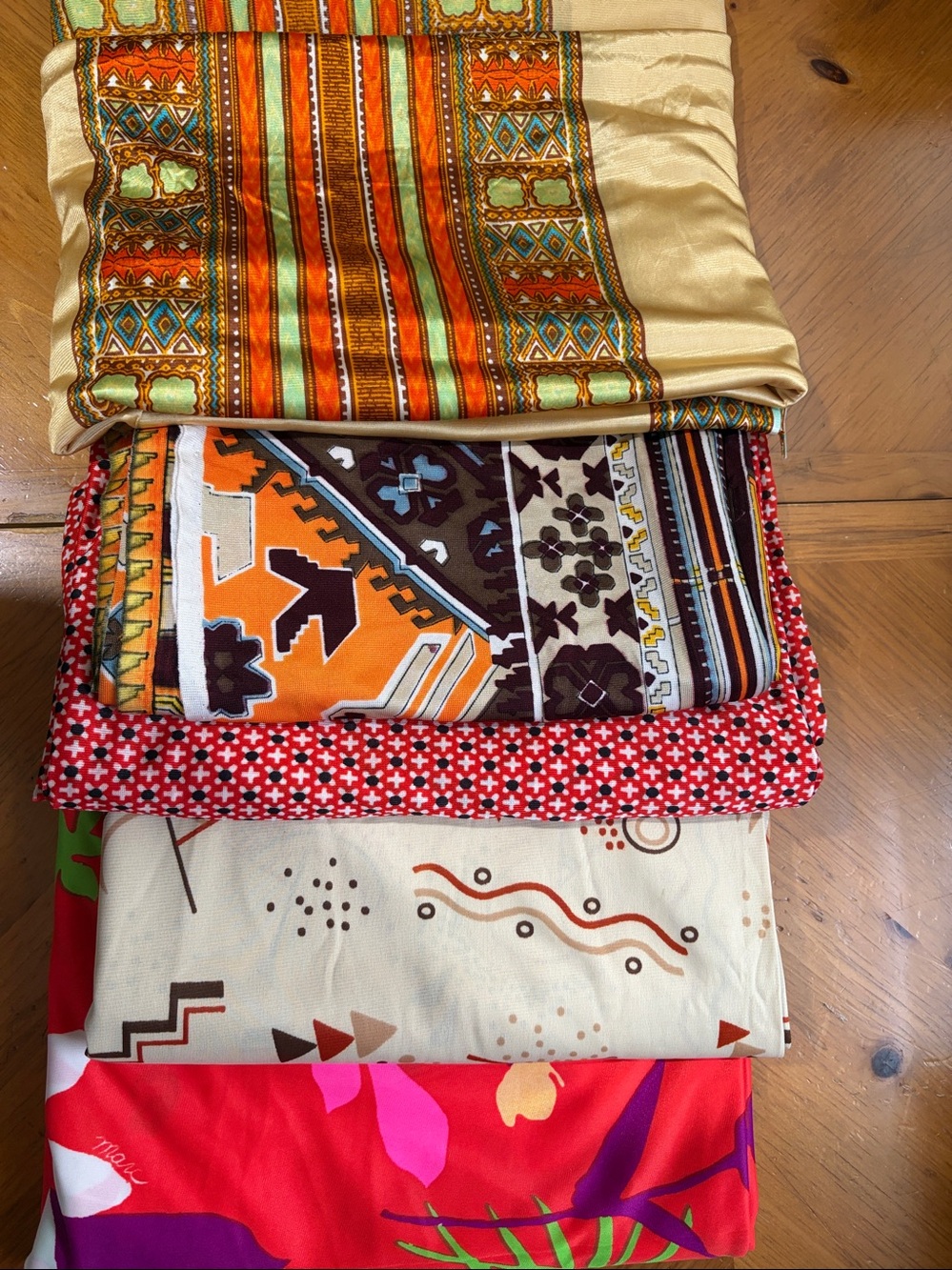 Fabric, 5-Piece Set, Silky Jersey, Polyester, vintage